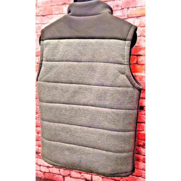 Marc Ecko Puffer Vest Mens Large Gray Insulated Sleeveless Mock Neck Full Zip - Picture 6 of 8